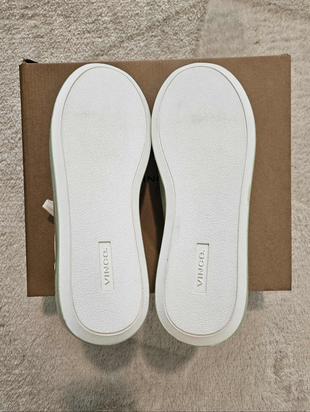 NWT Vince Gabi Dipped Platform Sneakers Size 10 White Mint Green Pastel - Picture 5 of 6